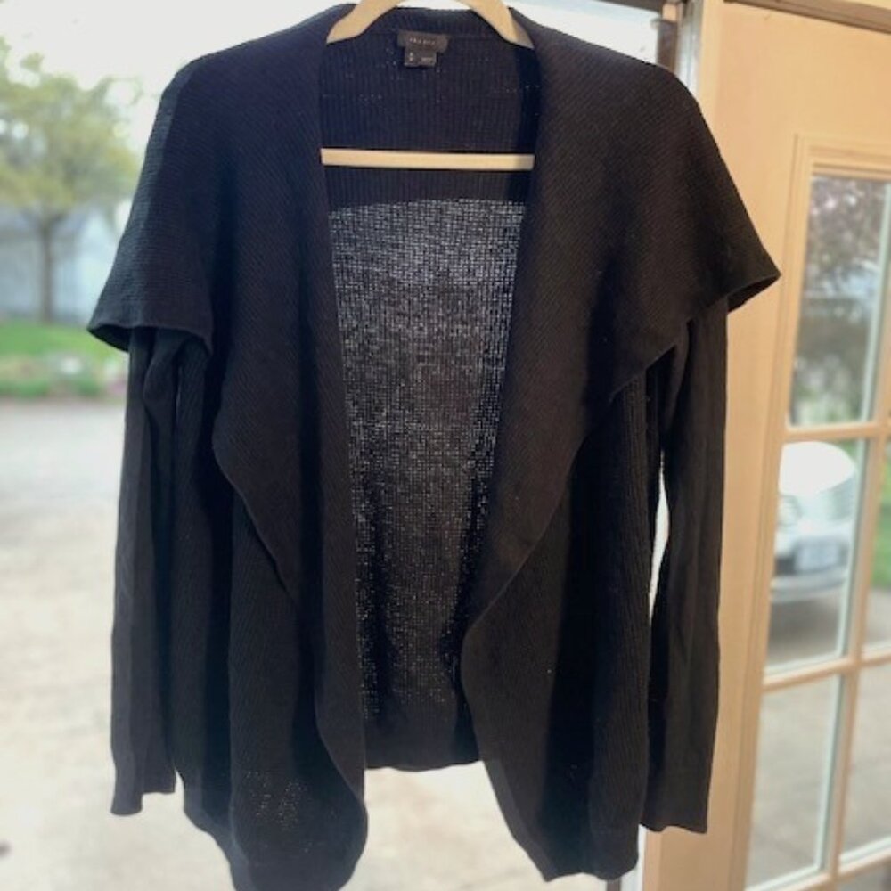 Theory Cotton & Cashmere Black Shawl Cardigan SP